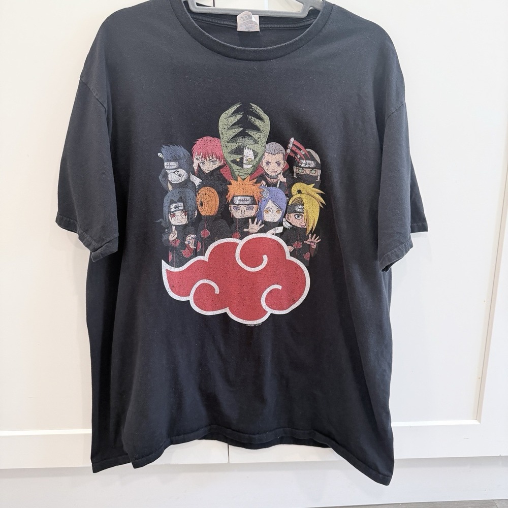Naruto Shippuden Akatsuki Graphic T Shirt Mens XL Black Anime Manga Tee
